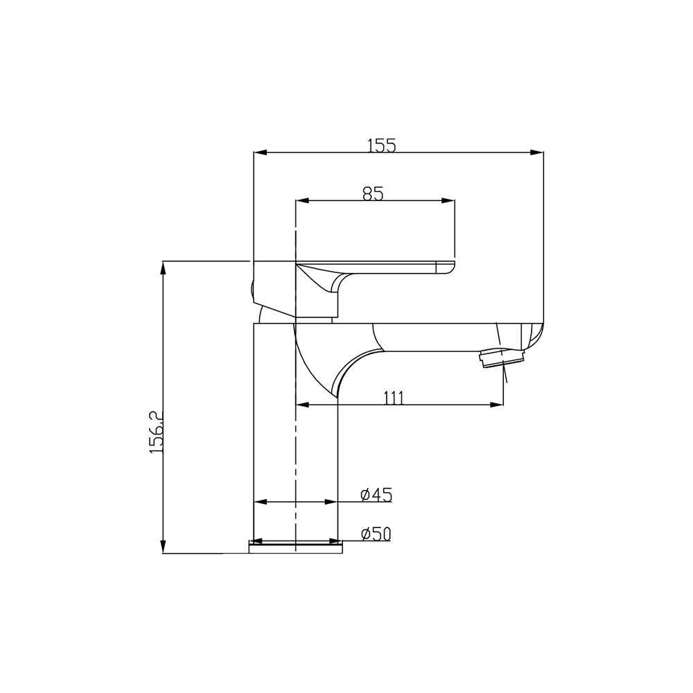 Technical drawing for Short Basin Mixer MC-BM-004