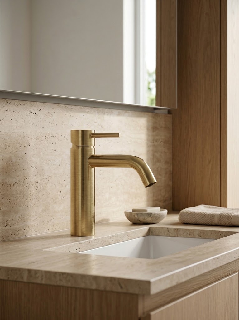 Montague Curved Basin Mixer in Brushed Brass