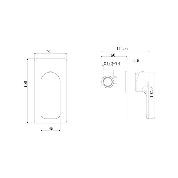Wall Mixer MC-SM-002 technical dimensions