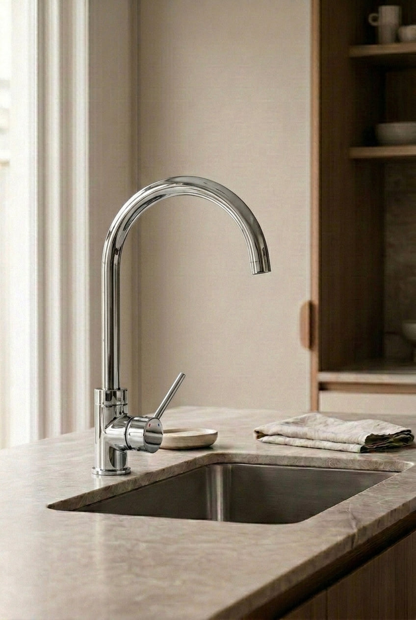 Montague Gooseneck Kitchen Mixer in Chrome
