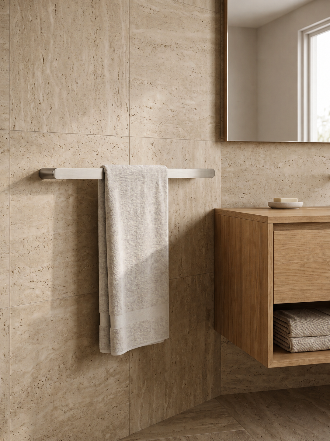 Montague single towel rail in Brushed Nickel