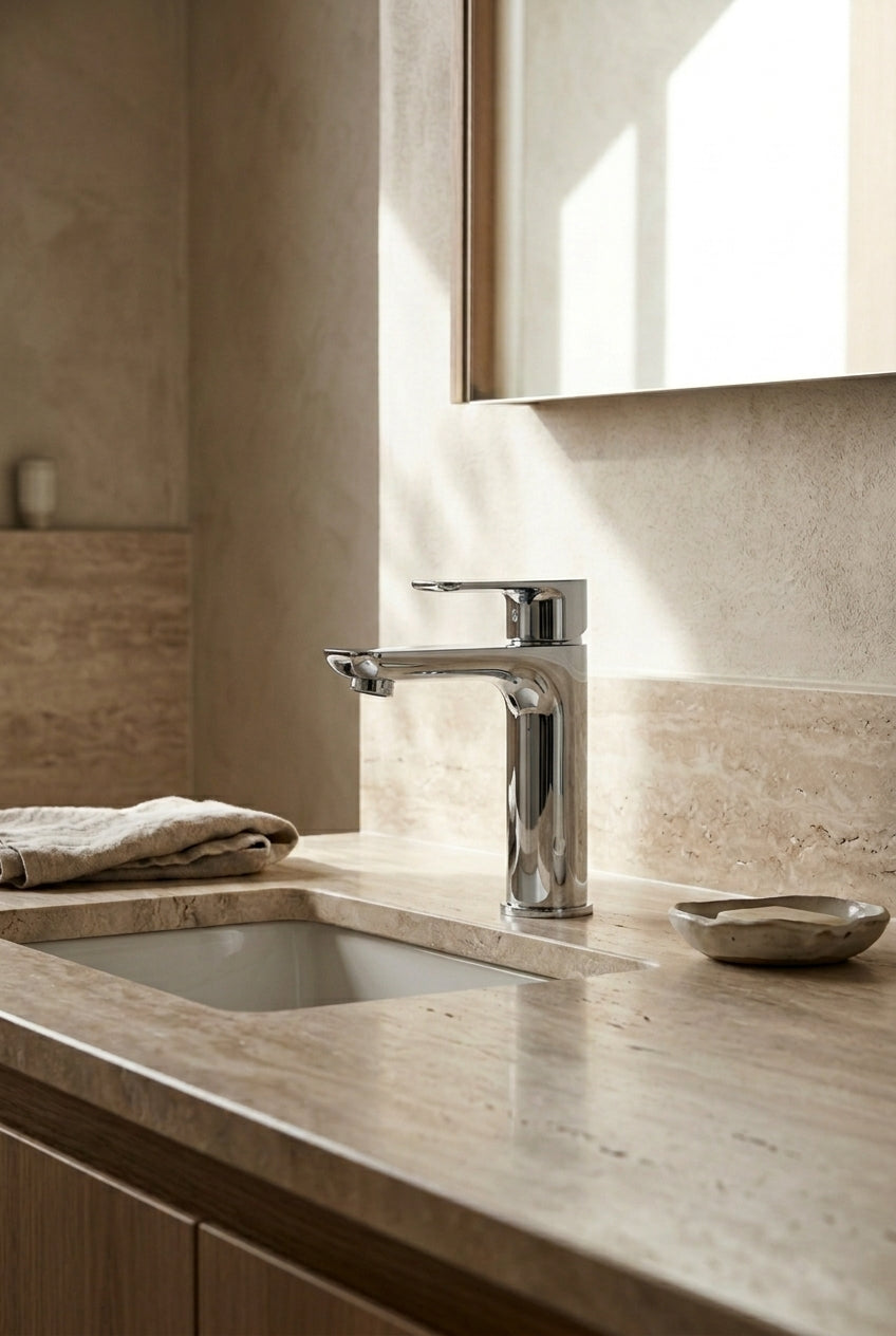 Montague Basin Mixer MC-BM-001 in Chrome — approved product render