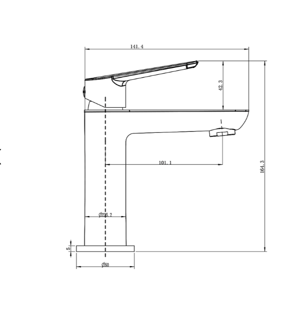Technical drawing for Basin Mixer MC-BM-001