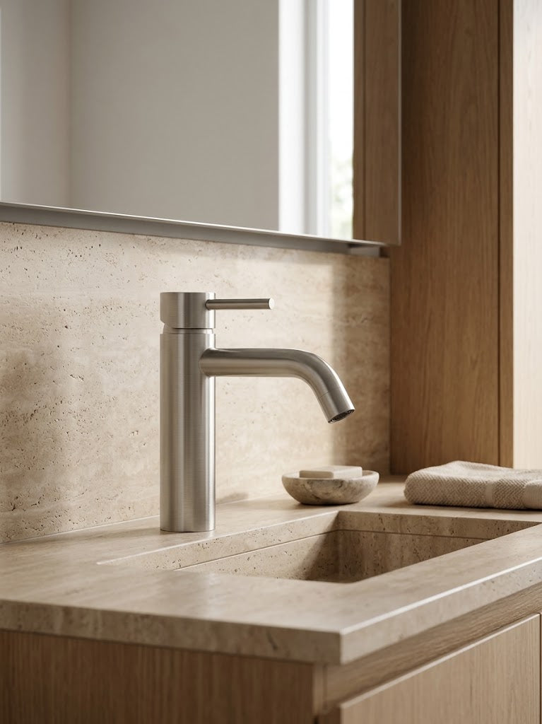 Montague Curved Basin Mixer in Brushed Nickel