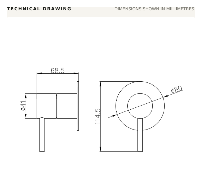Stainless Steel Concealed Shower Mixer MC-SM-003 technical dimensions
