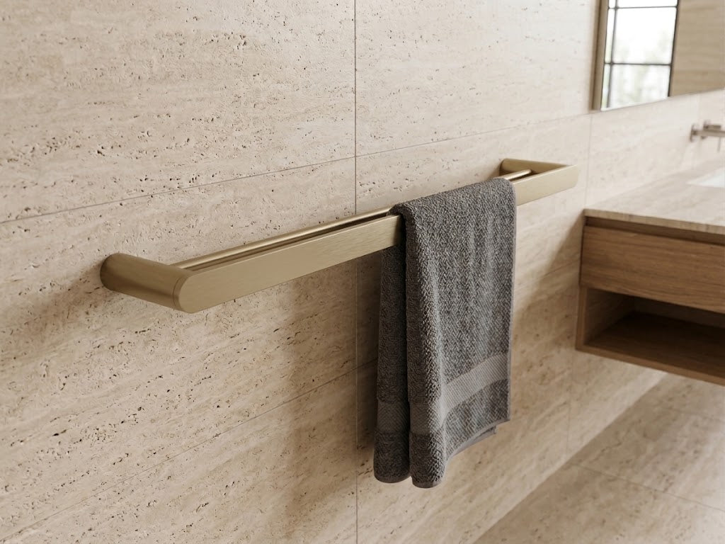 Montague double towel rail in Brushed Brass