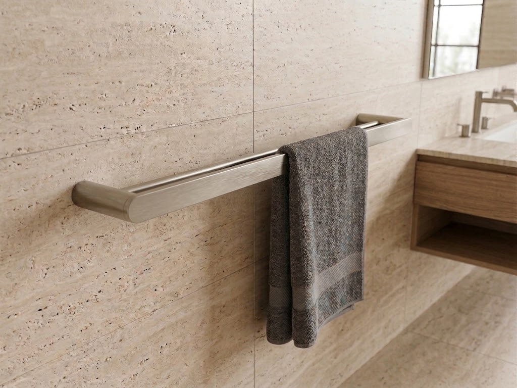 Montague double towel rail in Brushed Nickel