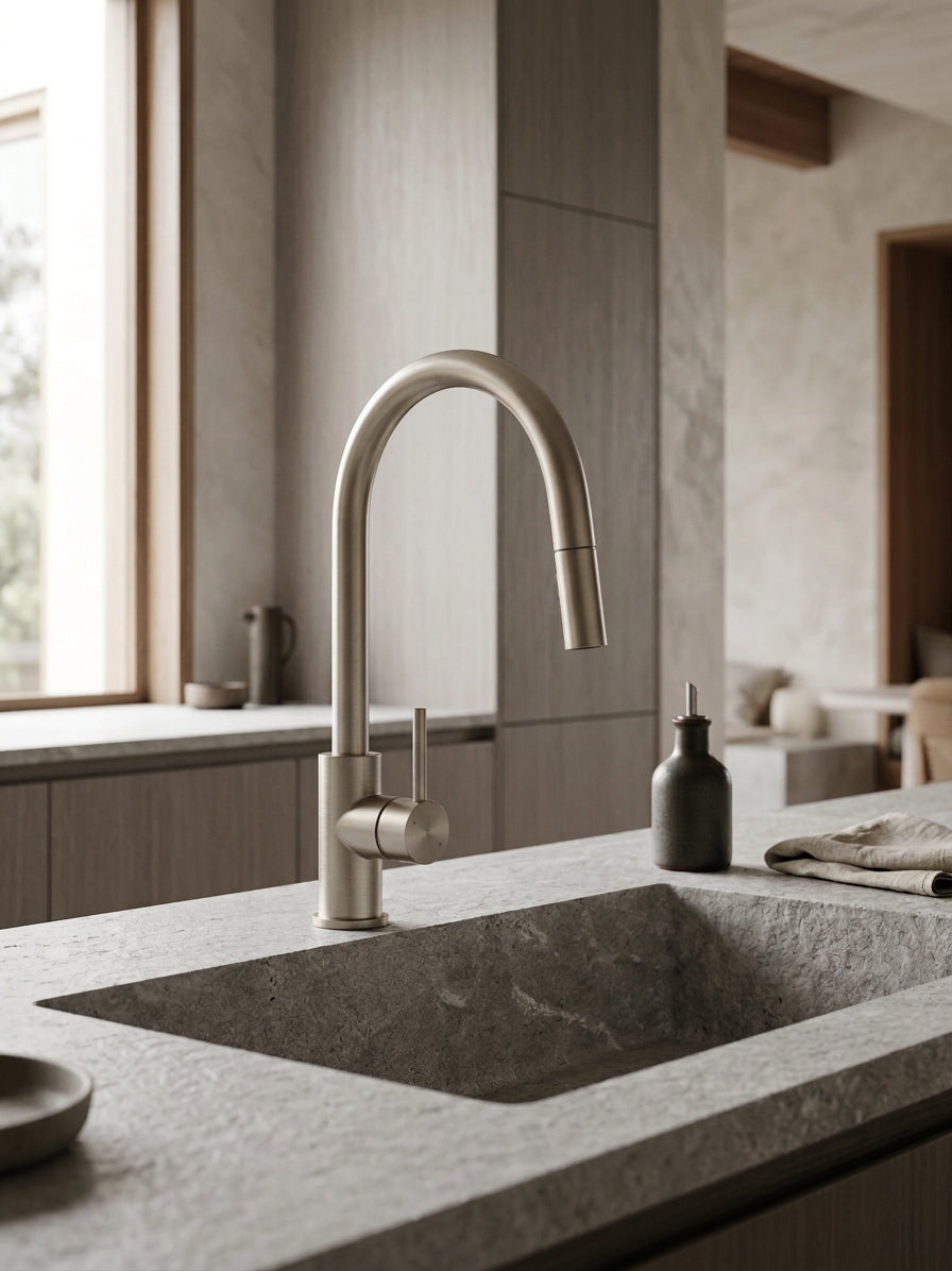 Montague Pull-Out Kitchen Mixer in Brushed Nickel