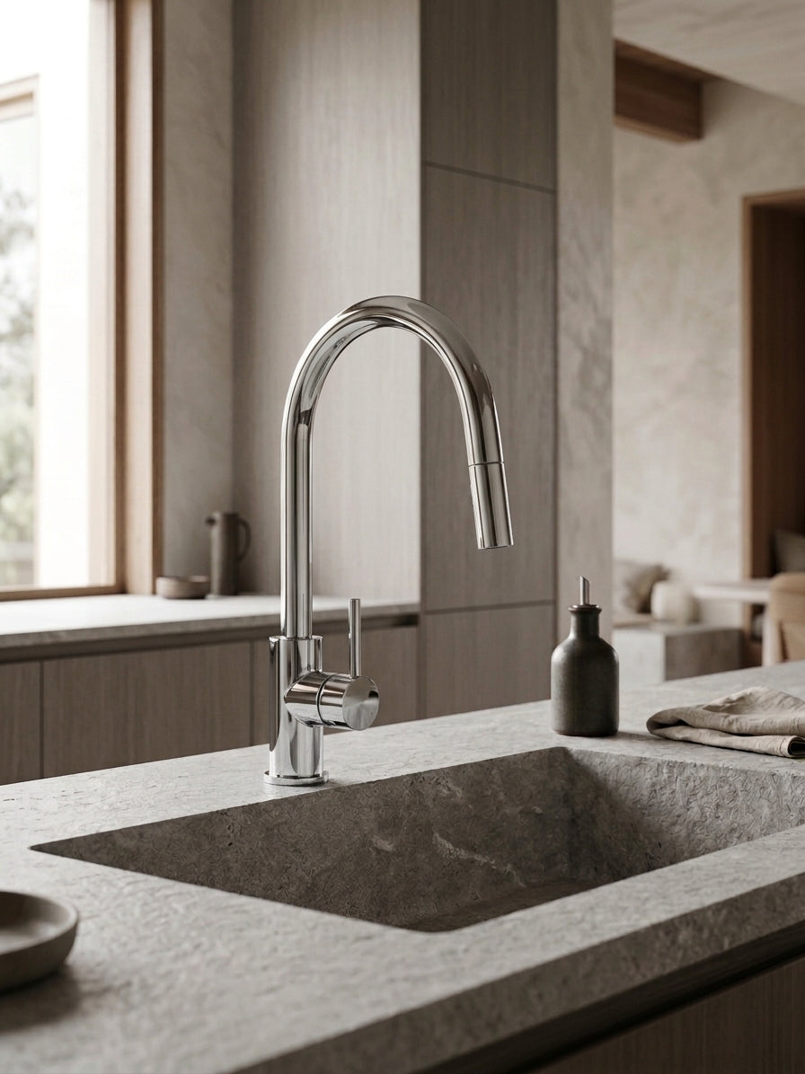 Montague Pull-Out Kitchen Mixer in Chrome