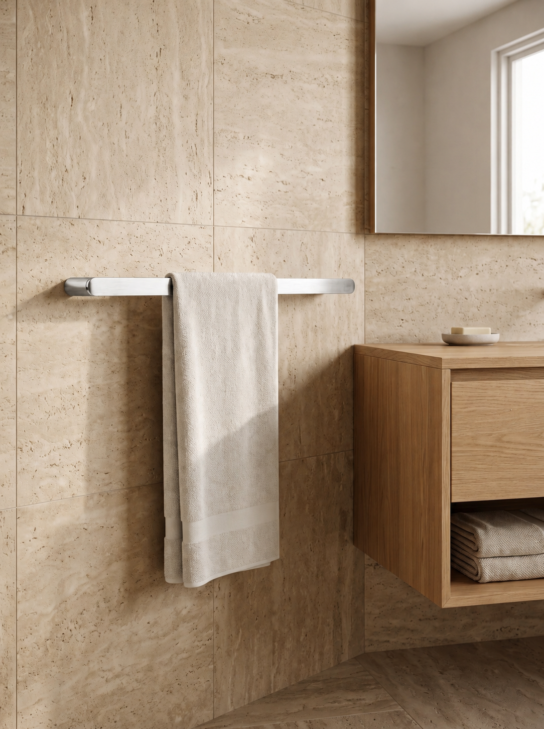 Montague single towel rail in Chrome
