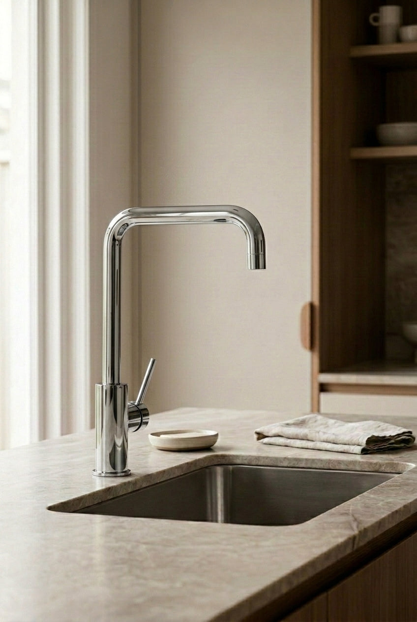 Montague Square-Neck Kitchen Mixer in Chrome